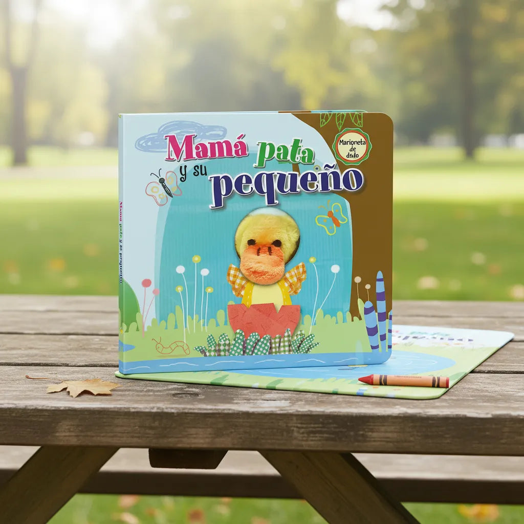 Libro Didáctico con Mamá Pata y Su Pequeño Títere Para Niños