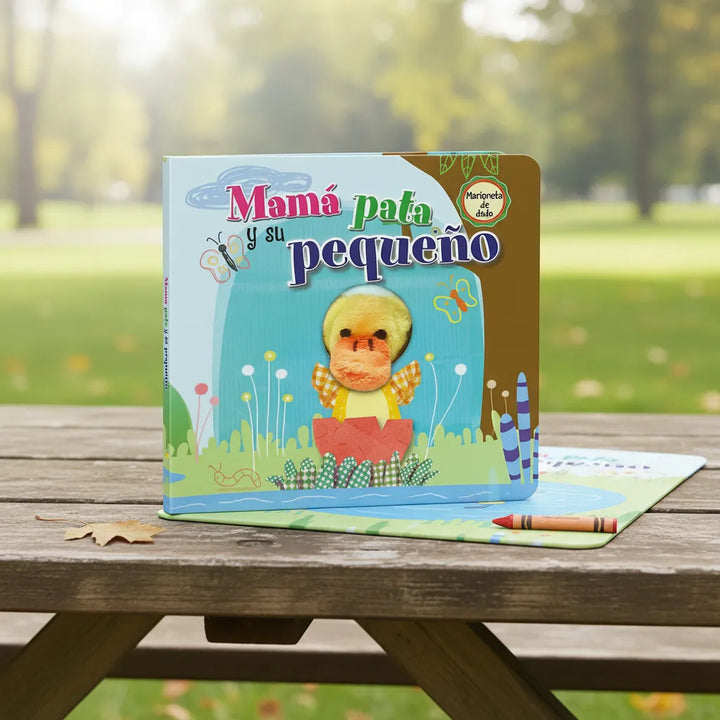 Libro Didáctico con Mamá Pata y Su Pequeño Títere Para Niños