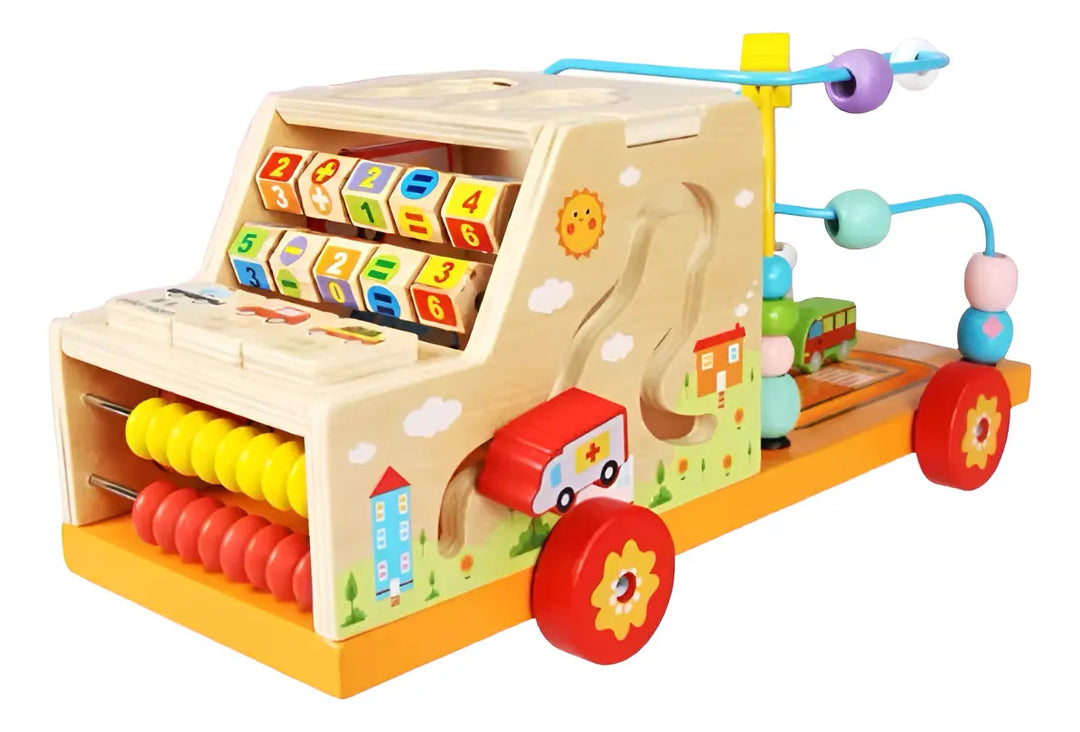 Juguete Carro Sensorial en Madera Montessori Para Niños
