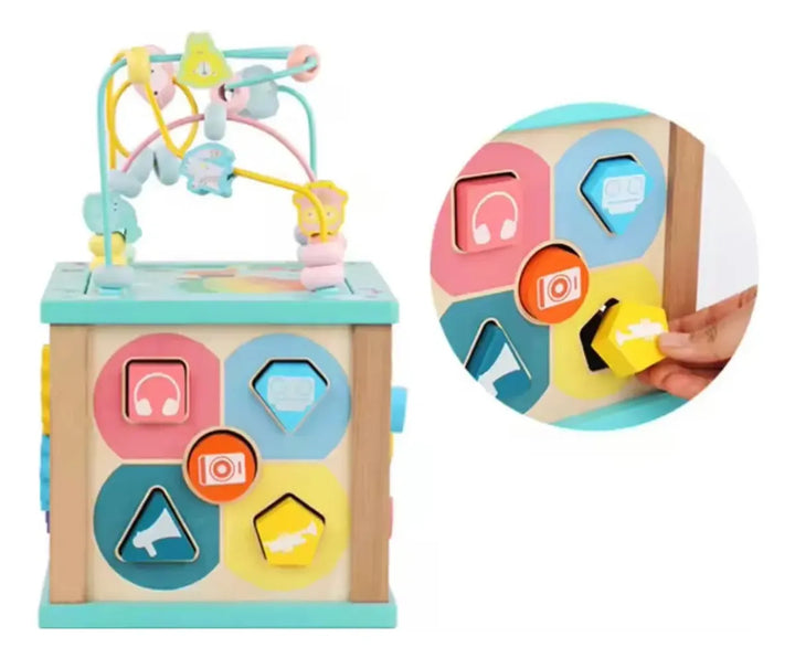Cubo Laberinto Multifuncional Montessori Madera Para Bebés