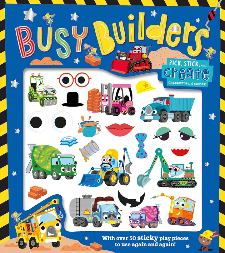 Libro Educativo Camiones Construcción Con Stickers Para Niños