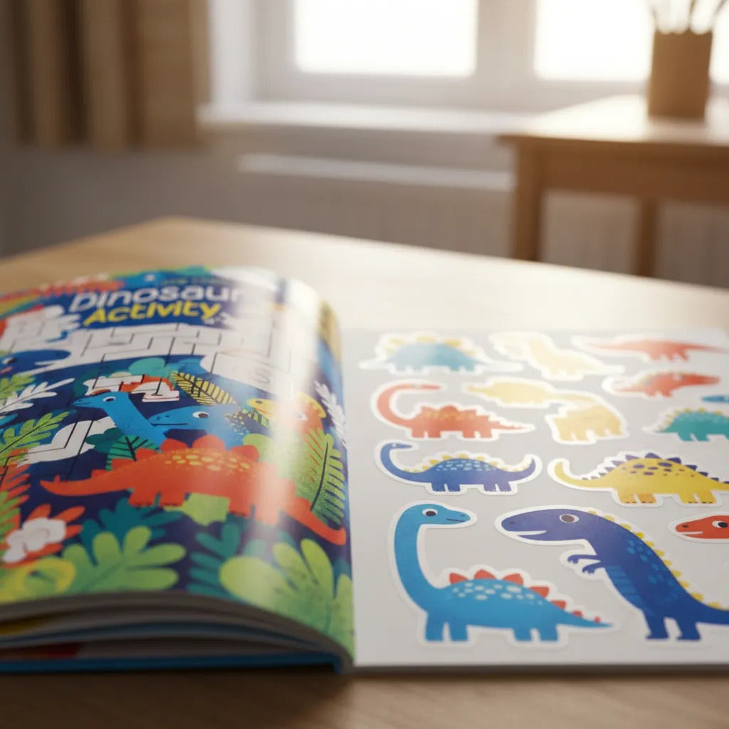 Libro de Actividades Dinosaurios Con Stickers Para Niños
