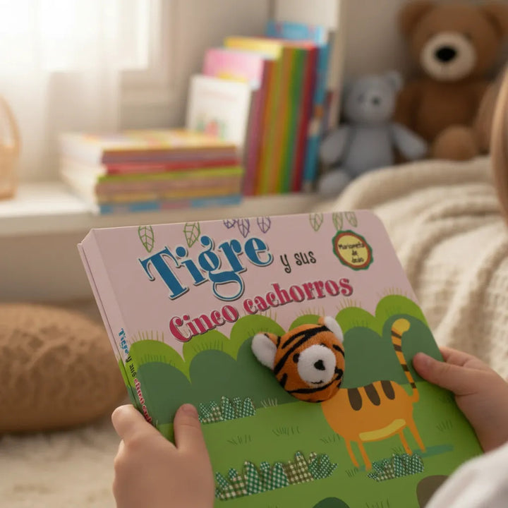 Libro Interactivo Tigre y Sus Cinco Cachorros con Títere Para Niños