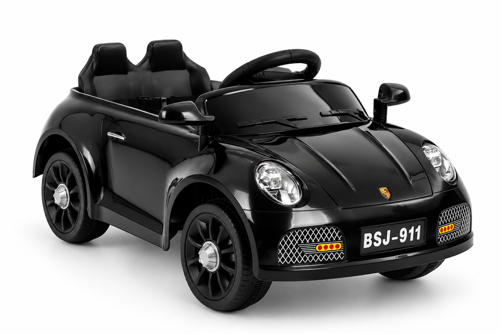Carro Montable Tipo Porsche Sonidos Y Luces Negro Niños