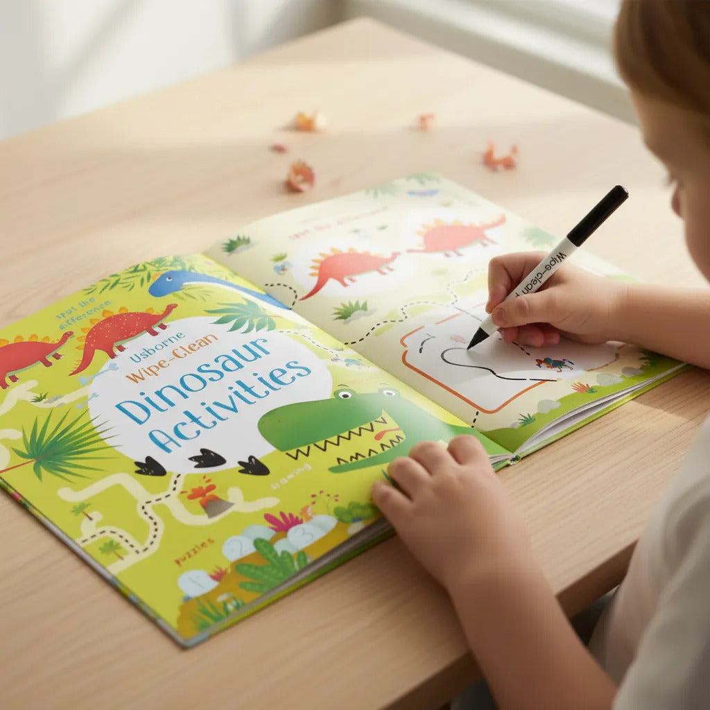 Libro Educativo actividades Dinosaurios Reutilizable Para Niños