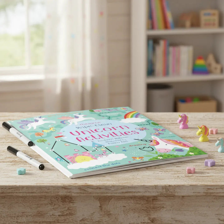Libro de Actividades Unicornios Reutilizable Para Niños