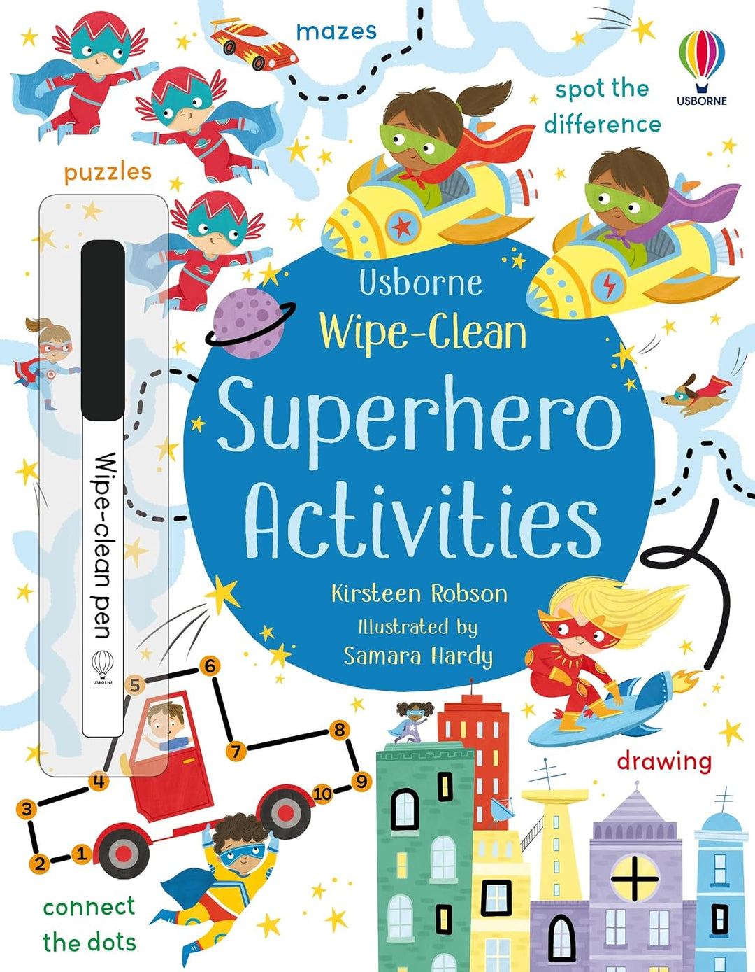 Libro de Actividades Interactivo Superhéroes  Borrable Para Niños