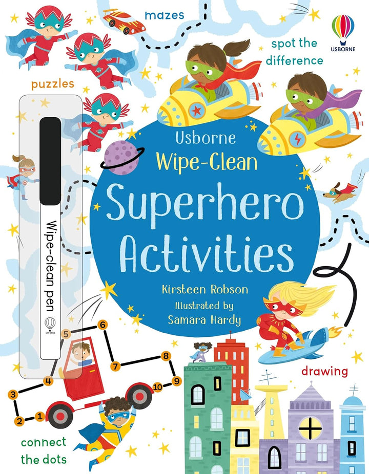 Libro de Actividades Interactivo Superhéroes  Borrable Para Niños
