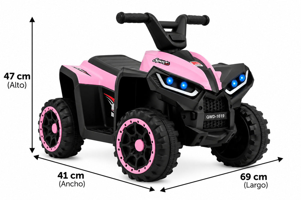 Cuatrimoto eléctrica Carro Montable Niños Rosado Control Remoto