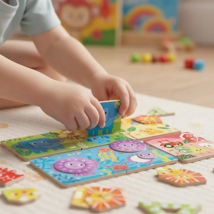 Puzzle Educativo de Madera Parejas de Animales Para Niños