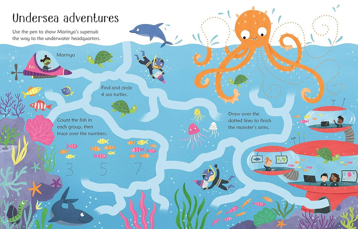 Libro de Actividades Interactivo Superhéroes  Borrable Para Niños