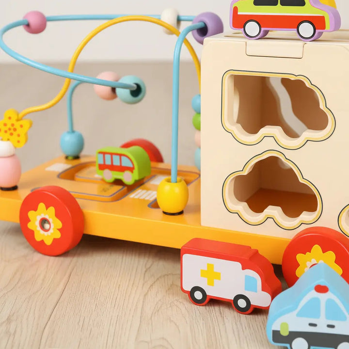 Juguete Carro Sensorial en Madera Montessori Para Niños