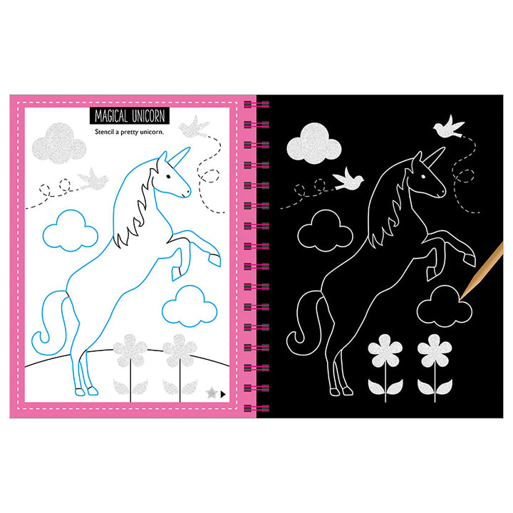 Libro De Actividades Scratch And Sparkle Unicorns And Mermaids Stencil Art