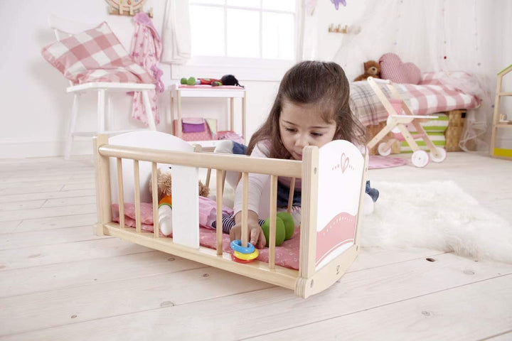 Cuna Mecedora Para Muñecos en Madera