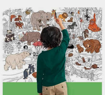 Póster gigante para colorear Zoológico
