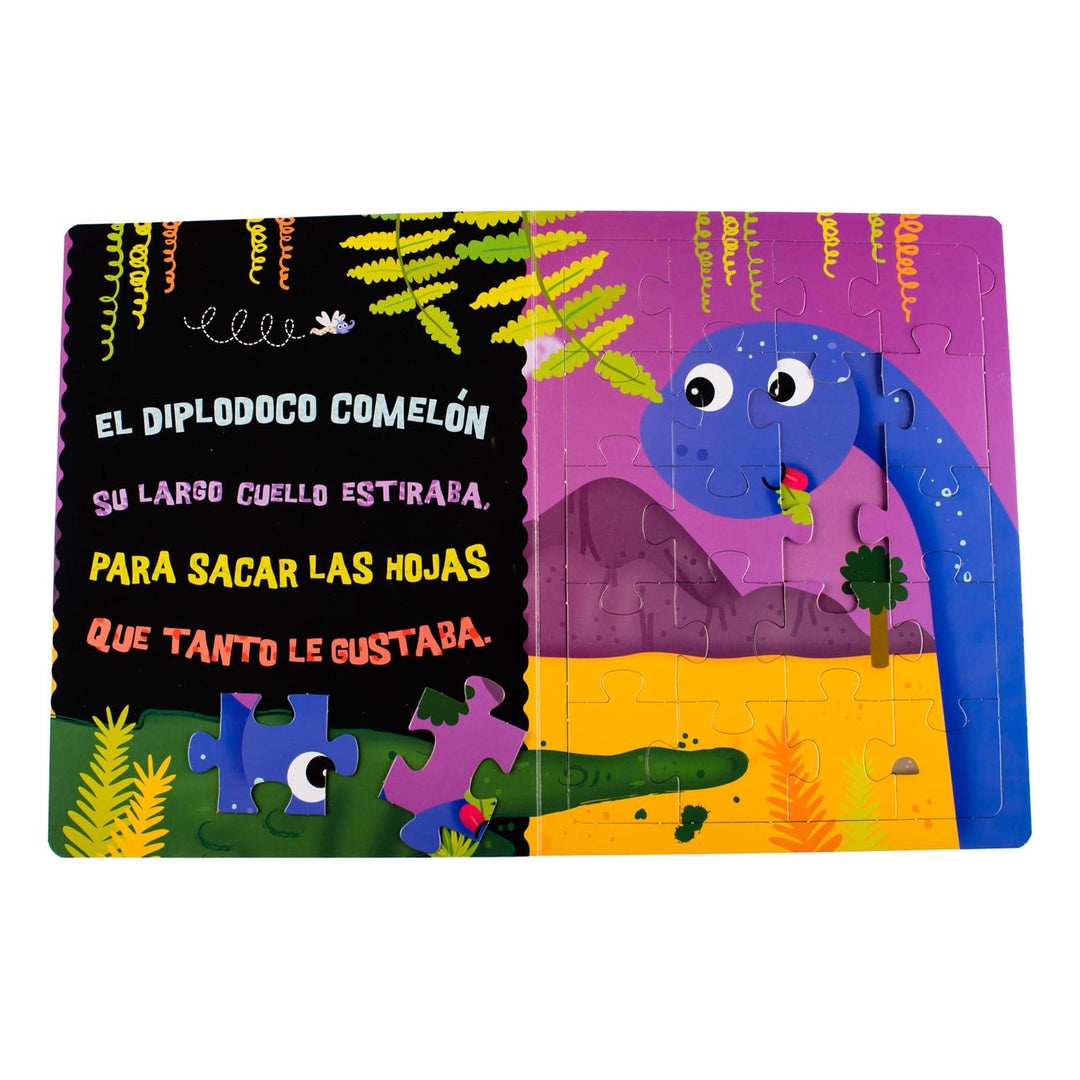 Libro Infantil y Rompecabezas Dinosaurios Triceratop