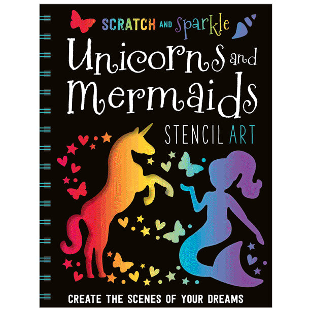 Libro De Actividades Scratch And Sparkle Unicorns And Mermaids Stencil Art