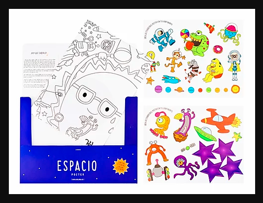 Póster para colorear Espacio + stickers