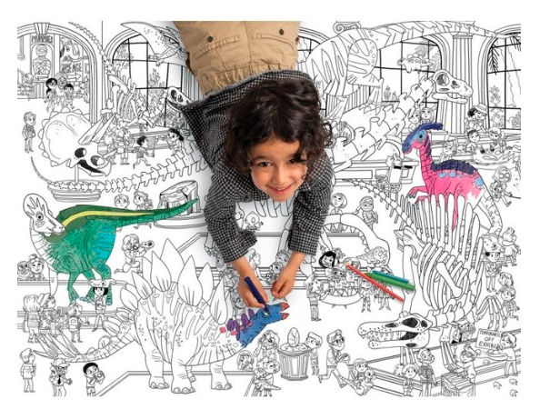 Póster gigante para colorear Museo de dinosaurios