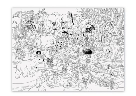 Póster gigante para colorear Zoológico