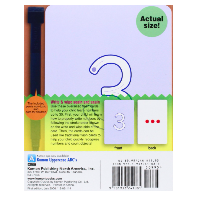 Flashcards kumon: Numbers 1-30 write and wipe para niños