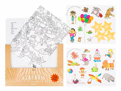Póster para colorear Safari + stickers