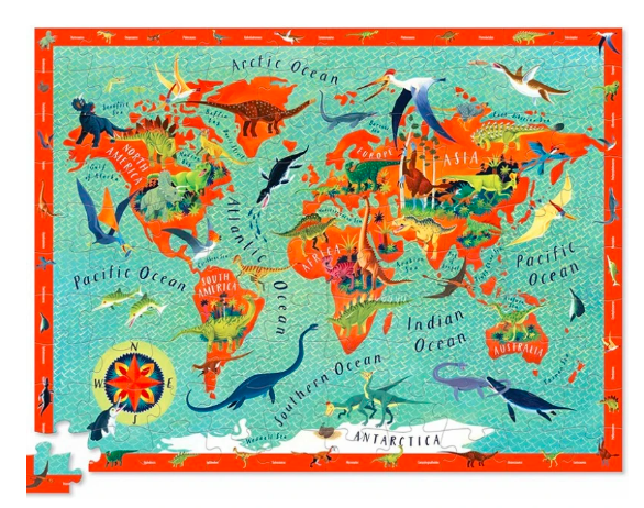 Rompecabezas X 200 pc mapamundi dinosaurios