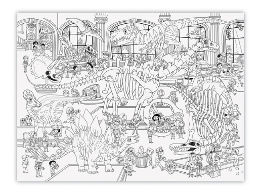 Póster gigante para colorear Museo de dinosaurios