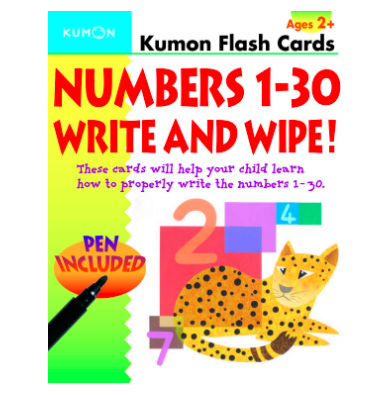 Flashcards kumon: Numbers 1-30 write and wipe para niños