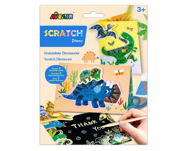 Set De Arte y Manualidades Para Raspar Tarjetas Dinosaurios