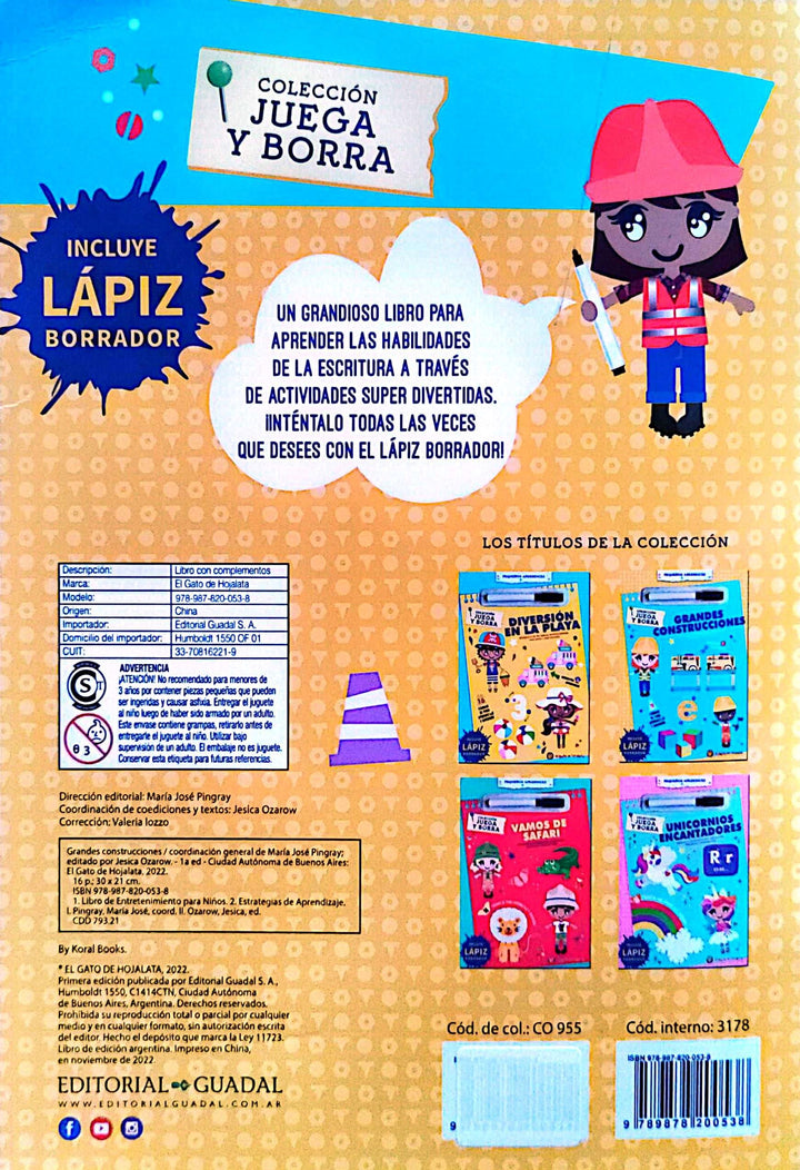 Libro De Pasatiempos Juega Y Borra Grandes Construcciones