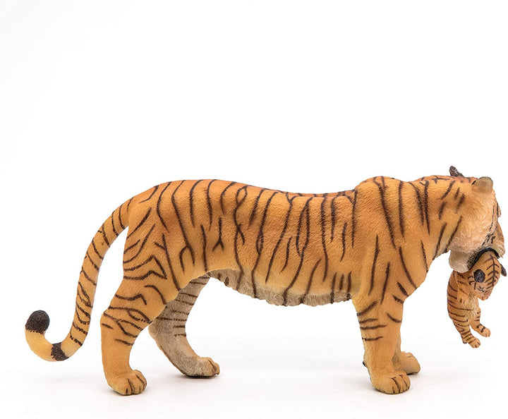 Figura Animales Tigre Con Cachorro Pintado a Mano