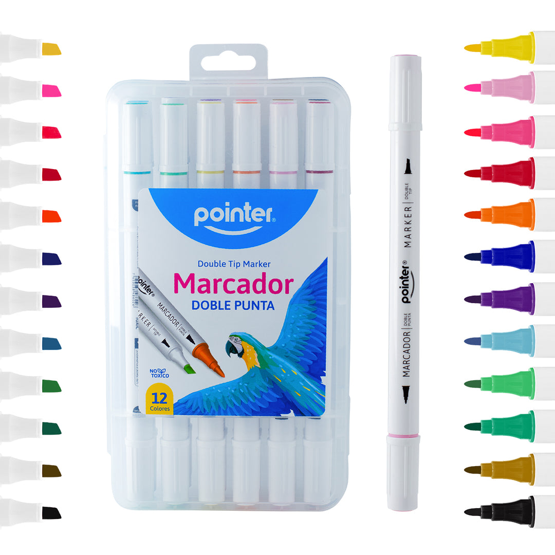 Marcadores Permanente Doble Punta 12 Colores
