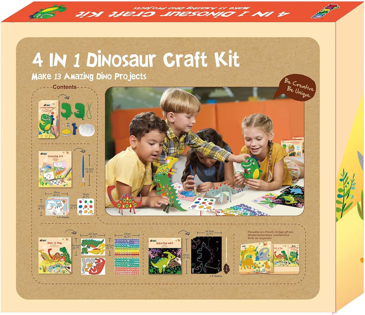Set De Arte Y Manualidades 4 En 1 Dinosaurios