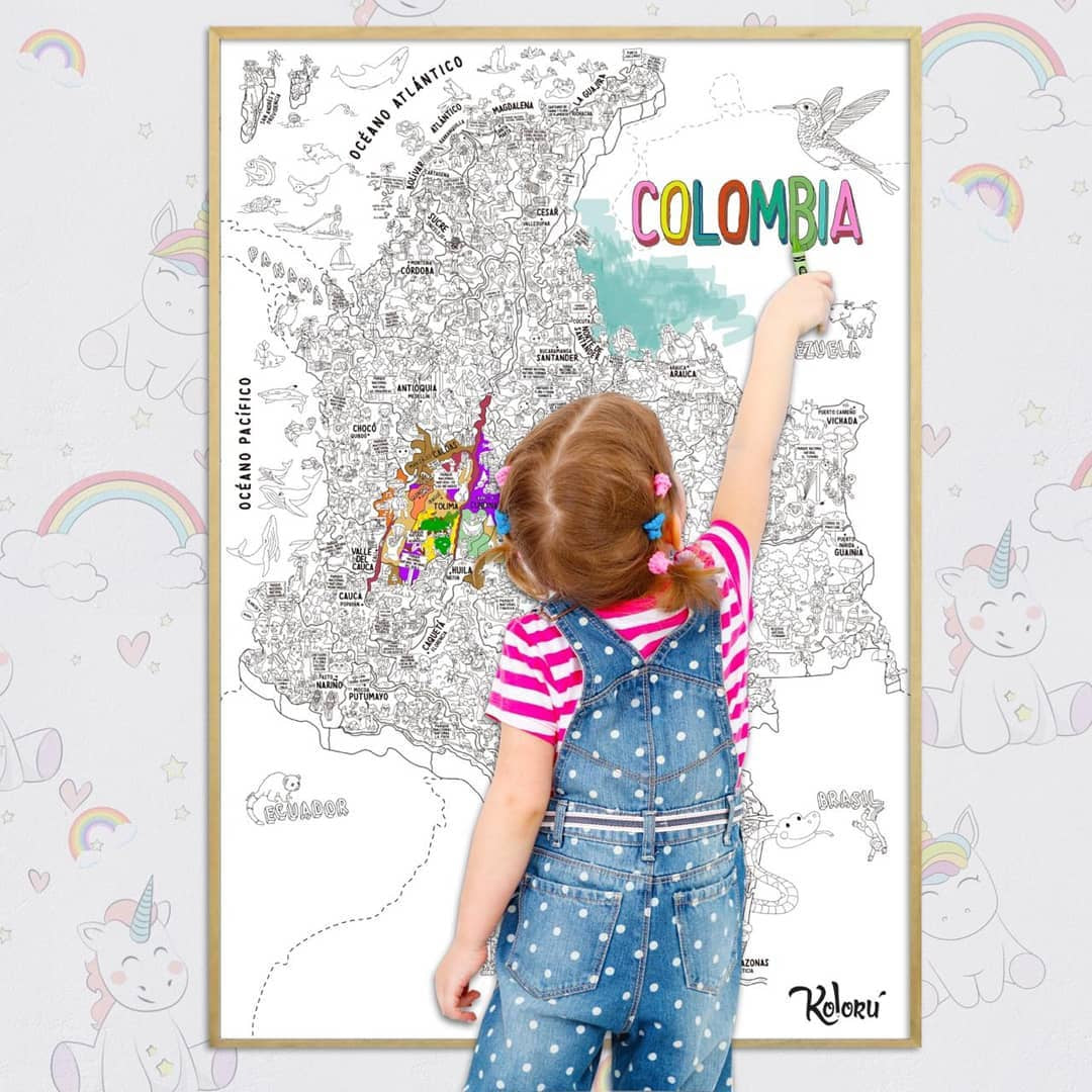 Póster para colorear Colombia + colores