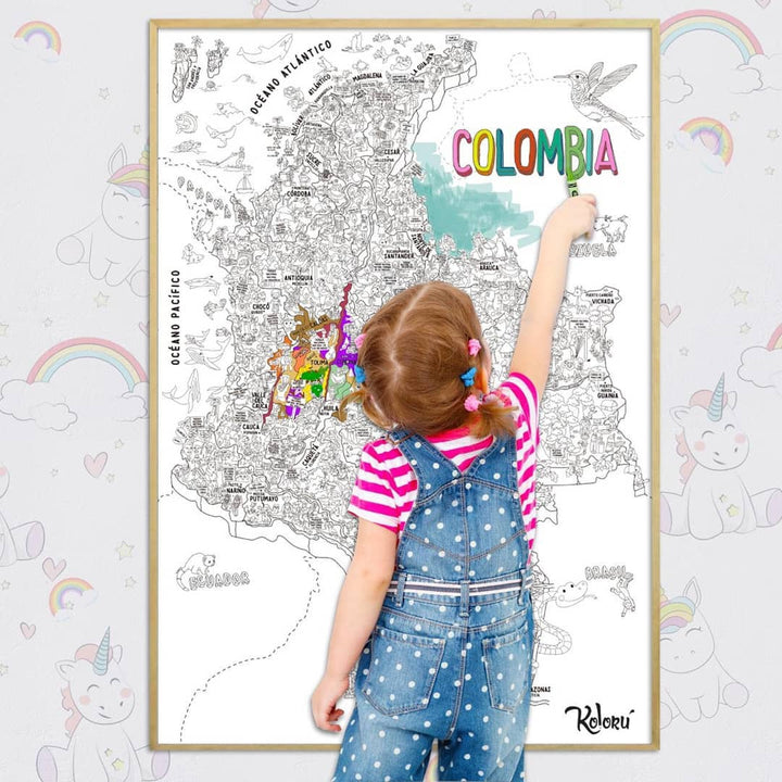 Póster para colorear Colombia + colores