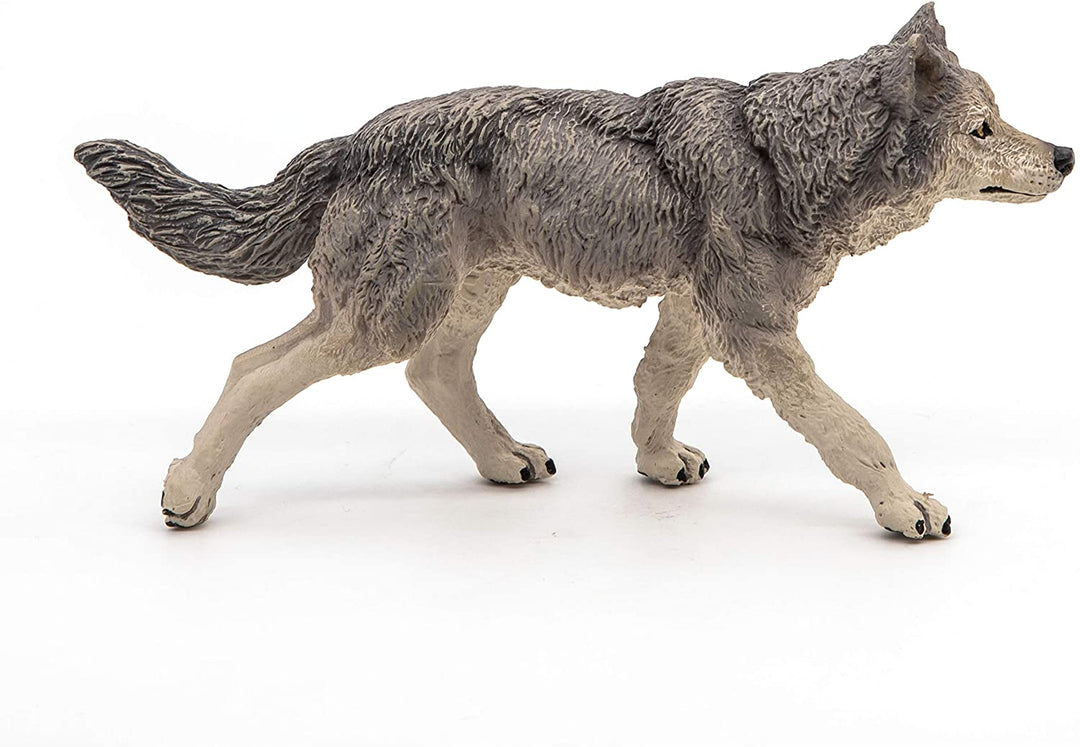 Figura Animales Lobo Gris Pintado a Mano