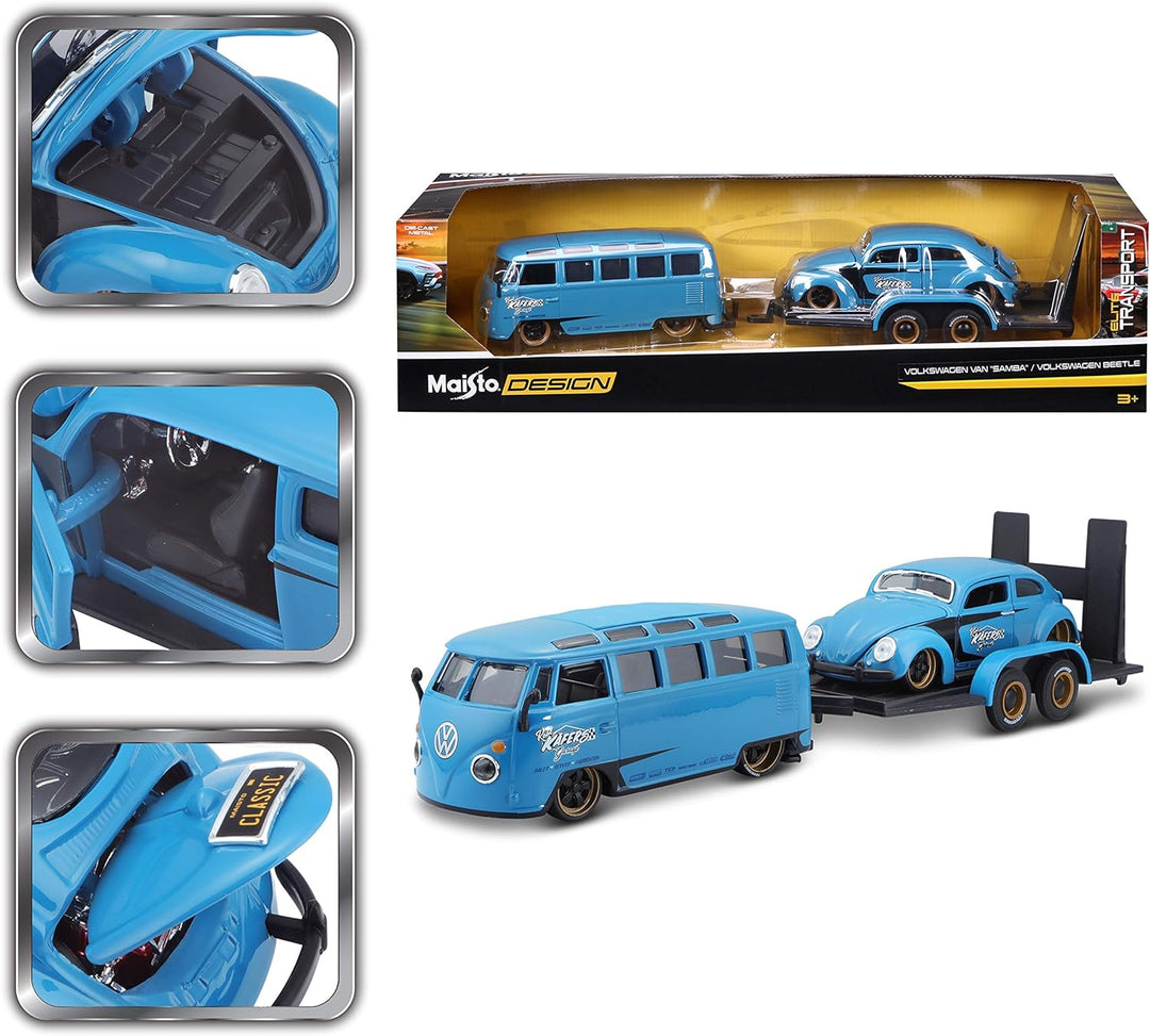 Carros Coleccion Volkswagen Van Samba/Beetle Escala 1/24