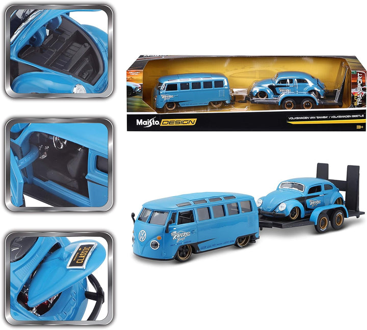 Carros Coleccion Volkswagen Van Samba/Beetle Escala 1/24