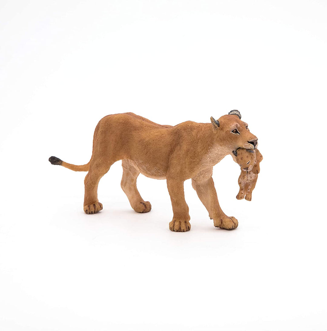 Figura Animales Leona Con Cachorro Pintado a Mano