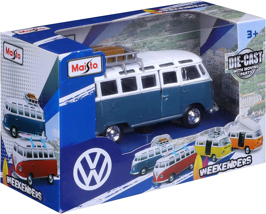 Furgoneta Volkswagen Van Samba Azul De Coleccion