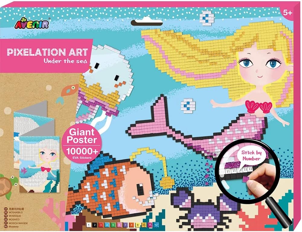Set Arte Para Pintar Con Stickers Por Numeros Bajo Del Mar