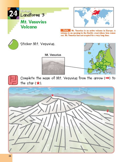 Libro Kumon World Geography K & Up Sticker Act Para Niños