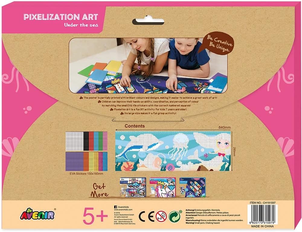 Set Arte Para Pintar Con Stickers Por Numeros Bajo Del Mar