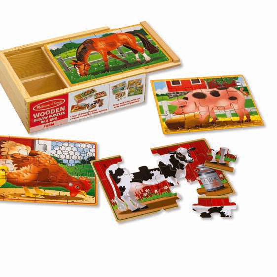 Caja con 4 Rompecabezas de Animales de la Granja