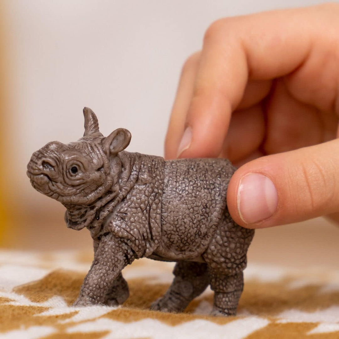 Figura Animales Cría Rinoceronte Pintado A Mano