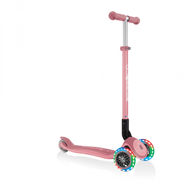 Patineta Globber Primo Plus Con Luces rosada pastel