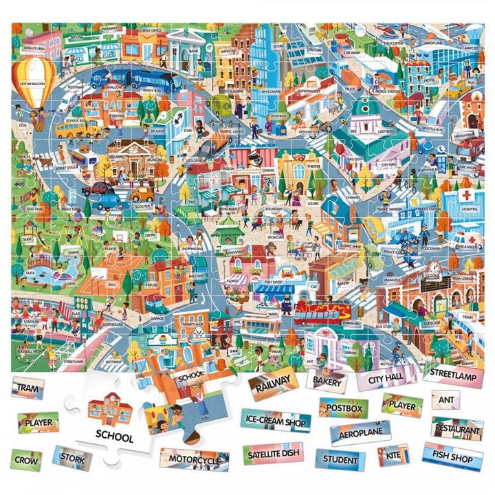 Juego Montessori Rompecabezas Aprende Ingles La Ciudad