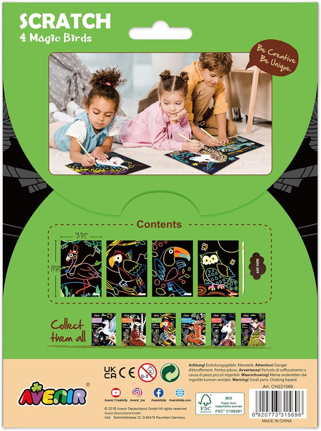 Set De Arte y Manualidades Para Raspar Aves