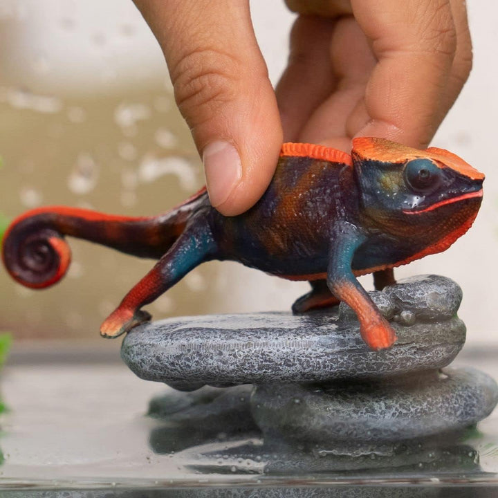 Figura Animales Camaleon Pintado A Mano